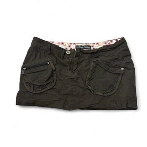 Low Rise Brown Cargo Mini Skirt